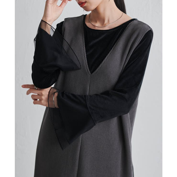 チュールフレアー袖ベロアプルオーバー | RANAN | 詳細画像8 