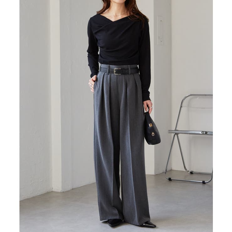 【選べる股下】ウール調センタープレスタックワイドパンツ | RANAN | 詳細画像10 