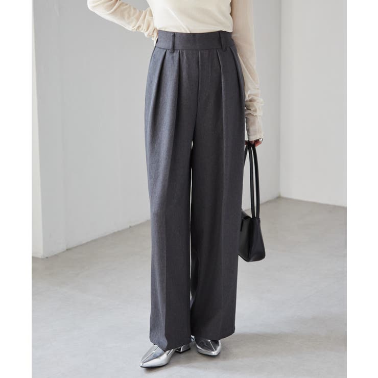 Armani COLLEZIONIブラウン ウールポリワイドスラックス 2タック Armani COLLEZIONIブラウン ウールポリワイドスラックス 2タック