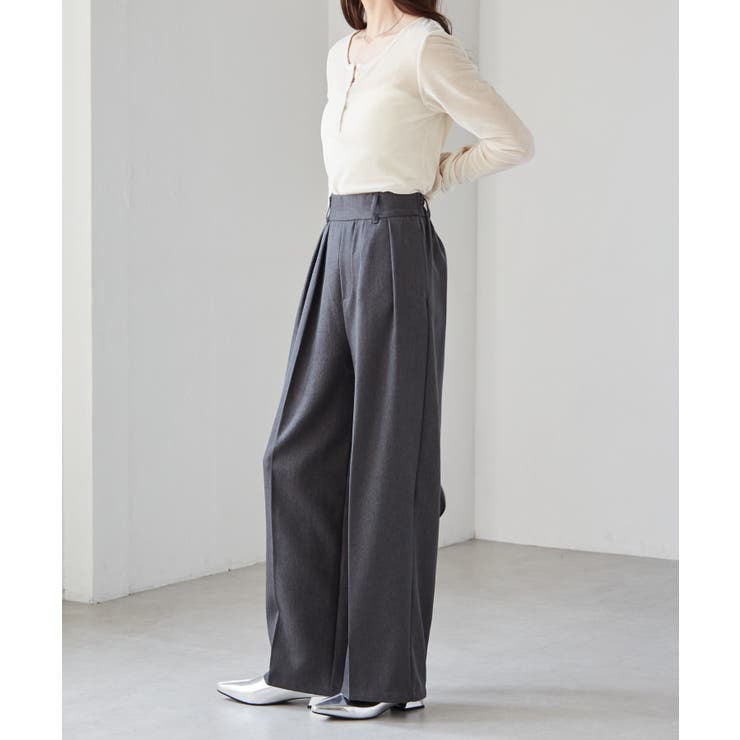 【選べる股下】ウール調センタープレスタックワイドパンツ | RANAN | 詳細画像15 