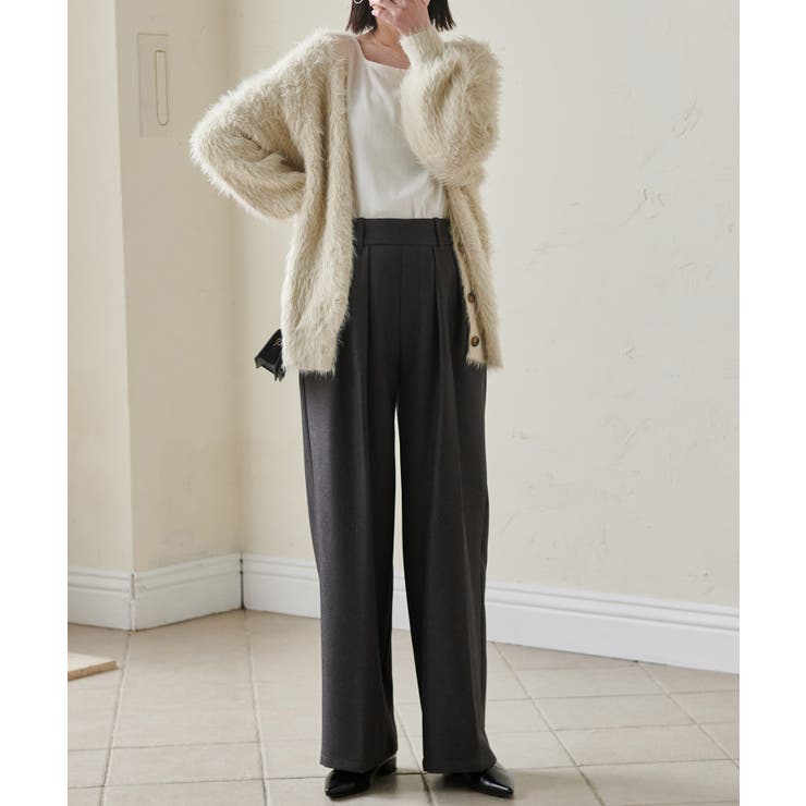 【選べる股下】ウール調センタープレスタックワイドパンツ | RANAN | 詳細画像18 