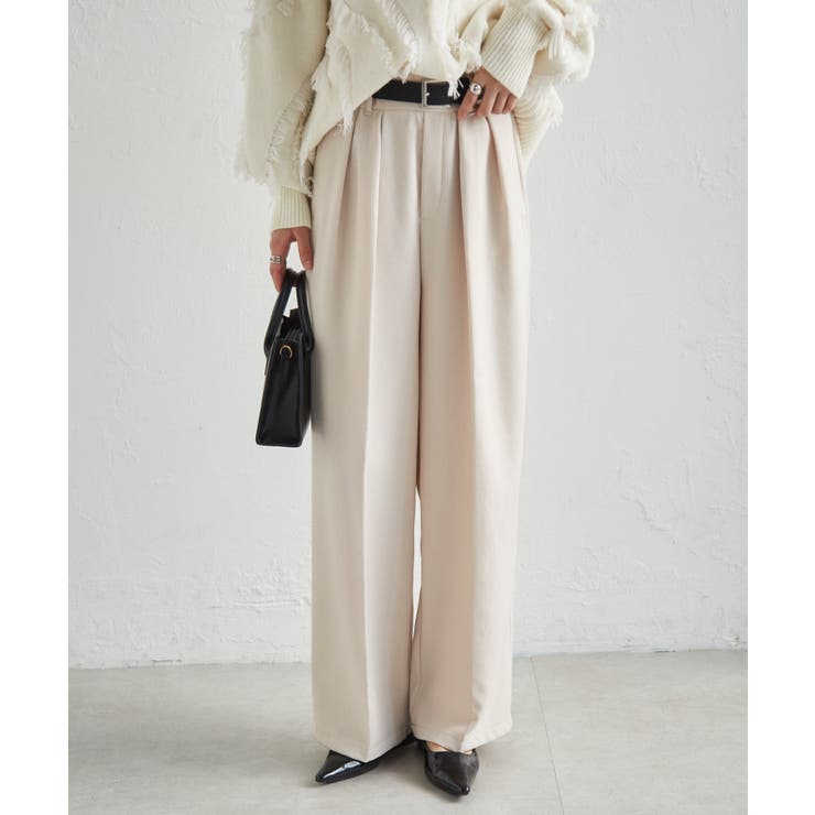 【選べる股下】ウール調センタープレスタックワイドパンツ | RANAN | 詳細画像21 