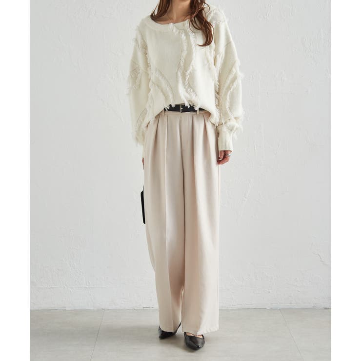 【選べる股下】ウール調センタープレスタックワイドパンツ | RANAN | 詳細画像22 