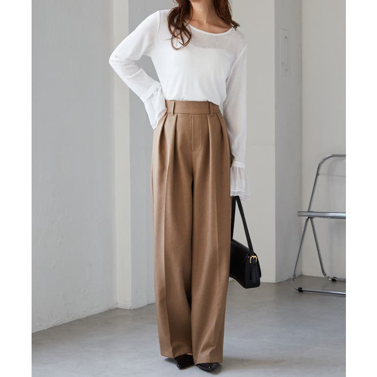 【選べる股下】ウール調センタープレスタックワイドパンツ | RANAN | 詳細画像26 