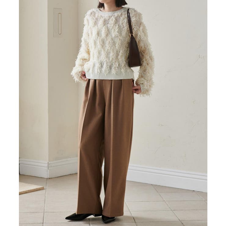 【選べる股下】ウール調センタープレスタックワイドパンツ | RANAN | 詳細画像28 