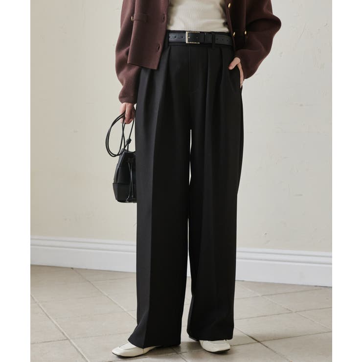 【選べる股下】ウール調センタープレスタックワイドパンツ | RANAN | 詳細画像5 