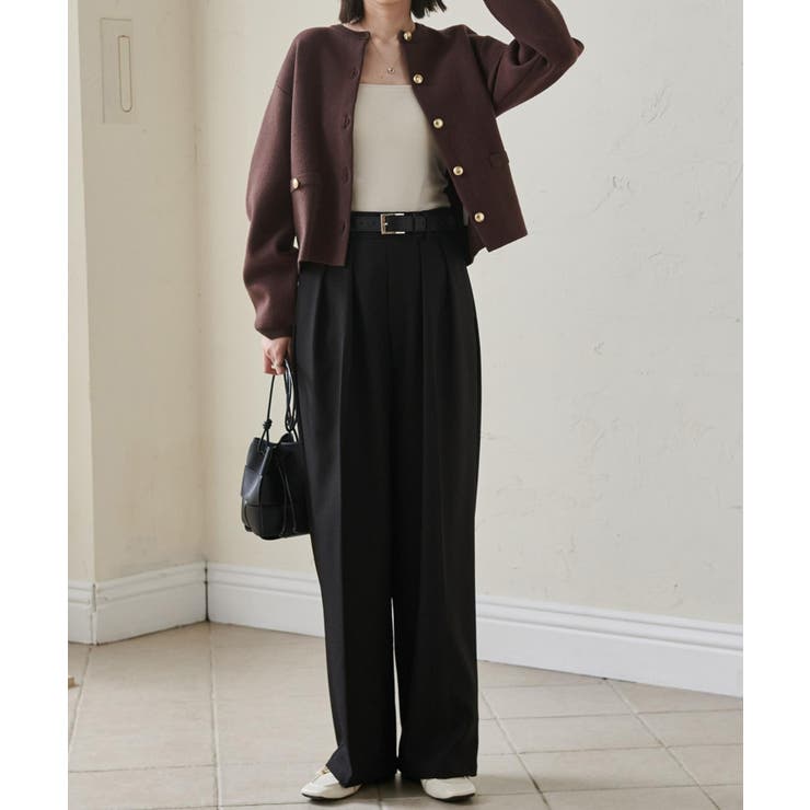 【選べる股下】ウール調センタープレスタックワイドパンツ | RANAN | 詳細画像6 