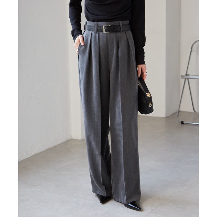 【選べる股下】ウール調センタープレスタックワイドパンツ | RANAN | 詳細画像8 