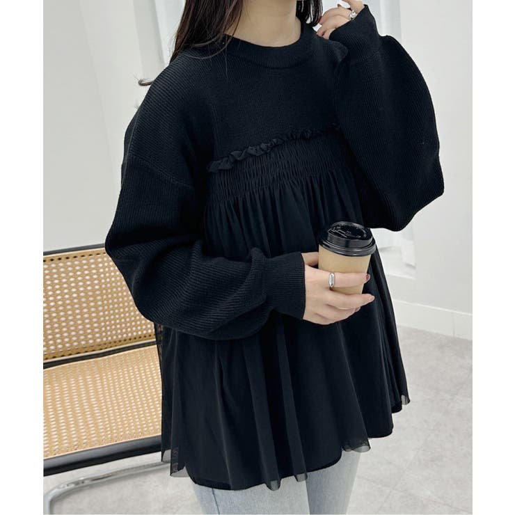 ＭＴＬビスチェ風チュールドッキングニット | RANAN | 詳細画像15 