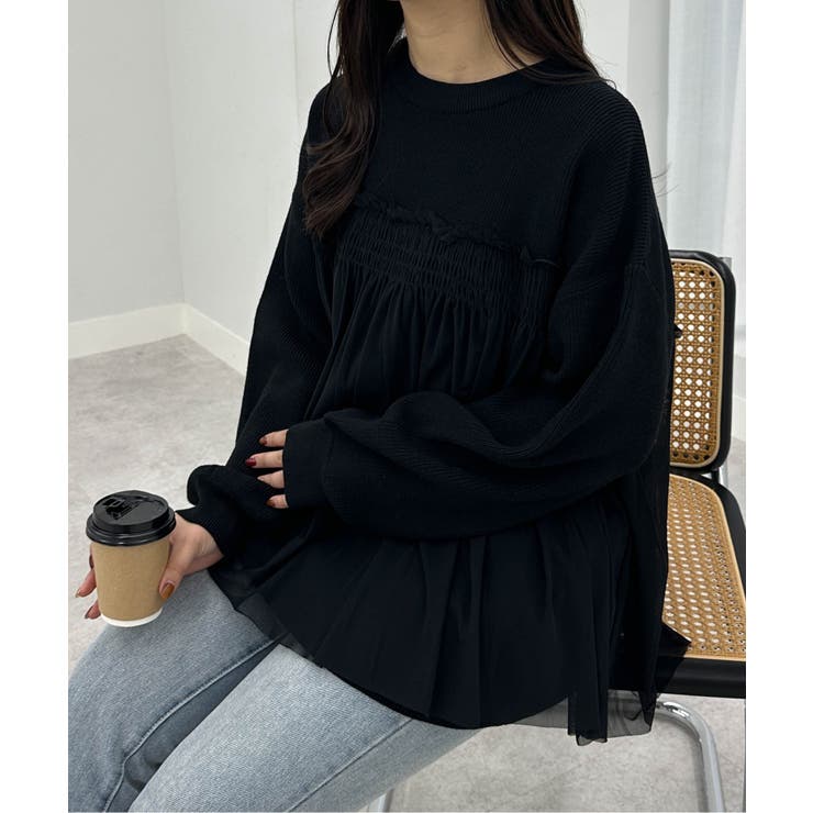 ＭＴＬビスチェ風チュールドッキングニット | RANAN | 詳細画像17 