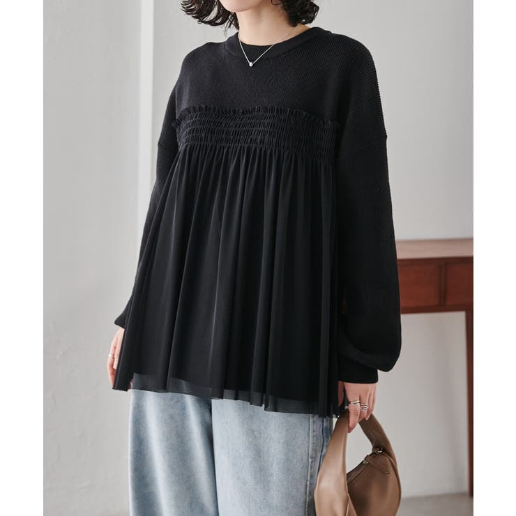 ＭＴＬビスチェ風チュールドッキングニット | RANAN | 詳細画像18 