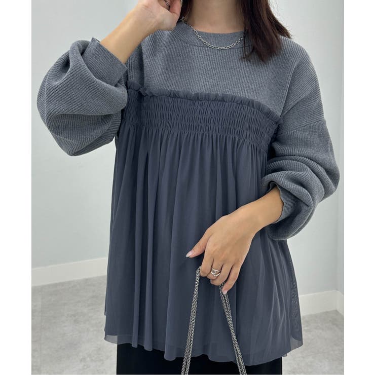 ＭＴＬビスチェ風チュールドッキングニット | RANAN | 詳細画像3 