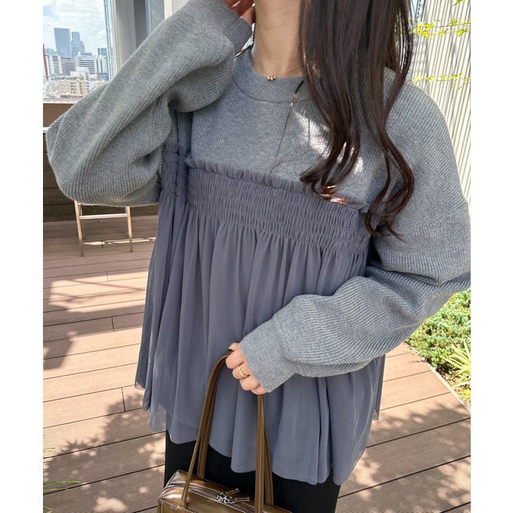 ＭＴＬビスチェ風チュールドッキングニット | RANAN | 詳細画像7 