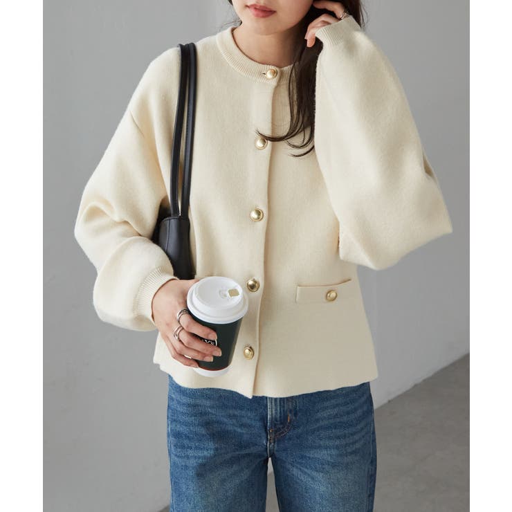 ゴールド調ボタンニットカーディガン | RANAN | 詳細画像10 