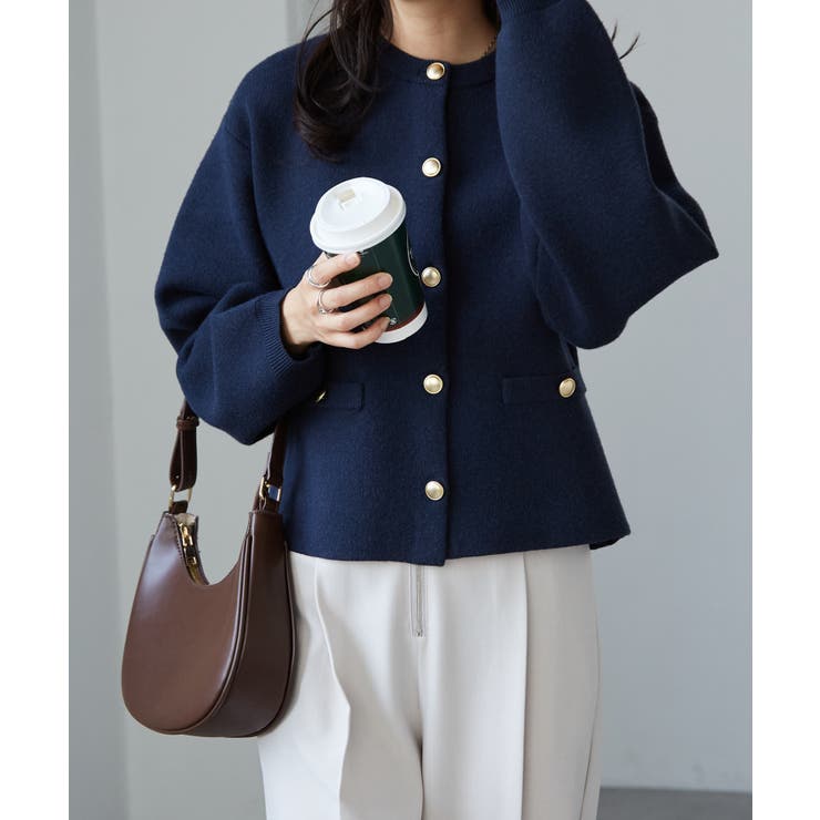 ゴールド調ボタンニットカーディガン | RANAN | 詳細画像3 