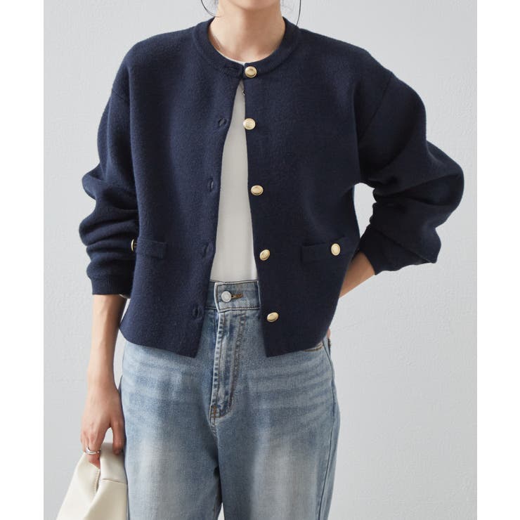 ゴールド調ボタンニットカーディガン | RANAN | 詳細画像6 