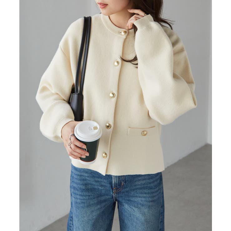 ゴールド調ボタンニットカーディガン | RANAN | 詳細画像9 