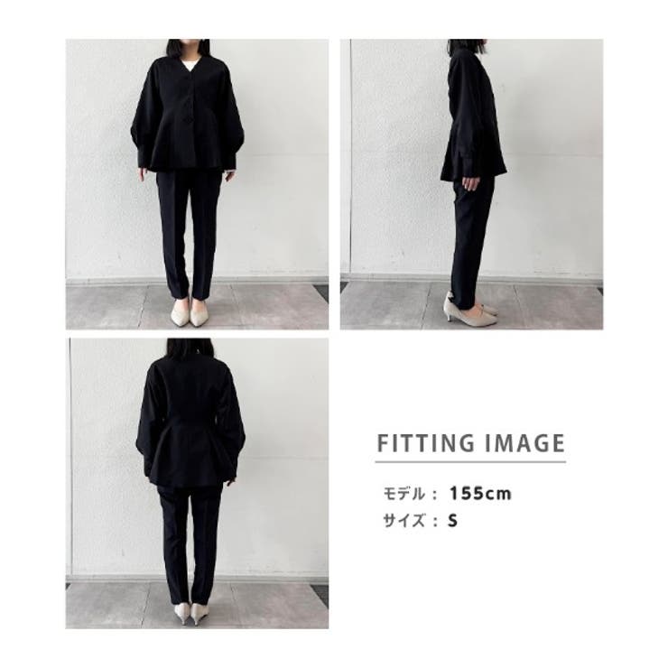 【2点セット】洗える 防シワＶネックペプラムトップステーパードパンツセットアップ | RANAN | 詳細画像32 