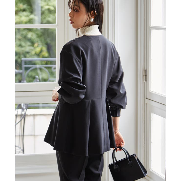 【2点セット】洗える 防シワＶネックペプラムトップステーパードパンツセットアップ | RANAN | 詳細画像9 