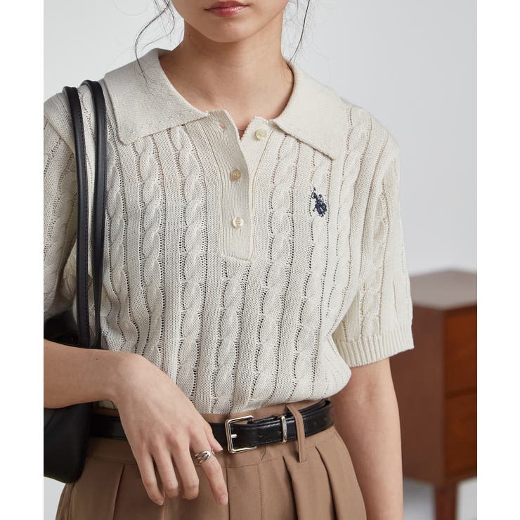 アイボリー | ＜Ｕ．Ｓ．Ｐ＞半袖襟付きニット | RANAN