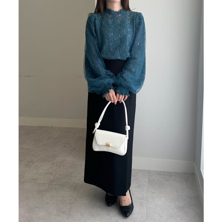 チュールドッキングフラワーレースキャンディースリーブブラウス | RANAN | 詳細画像19 