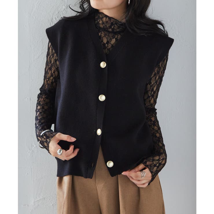 ＭＴ洗える！ゴールド調ボタンニットベスト | RANAN | 詳細画像10 