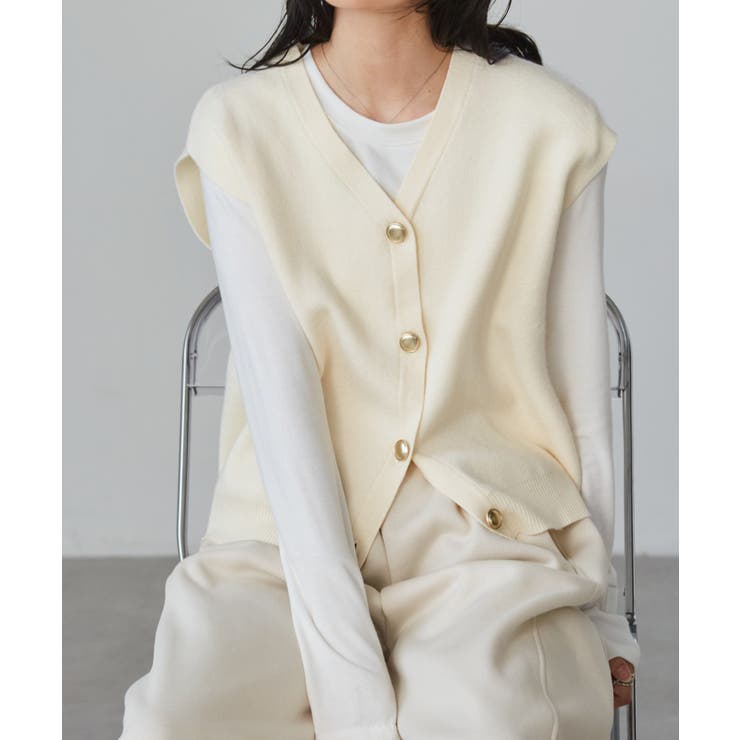 ＭＴ洗える！ゴールド調ボタンニットベスト | RANAN | 詳細画像14 