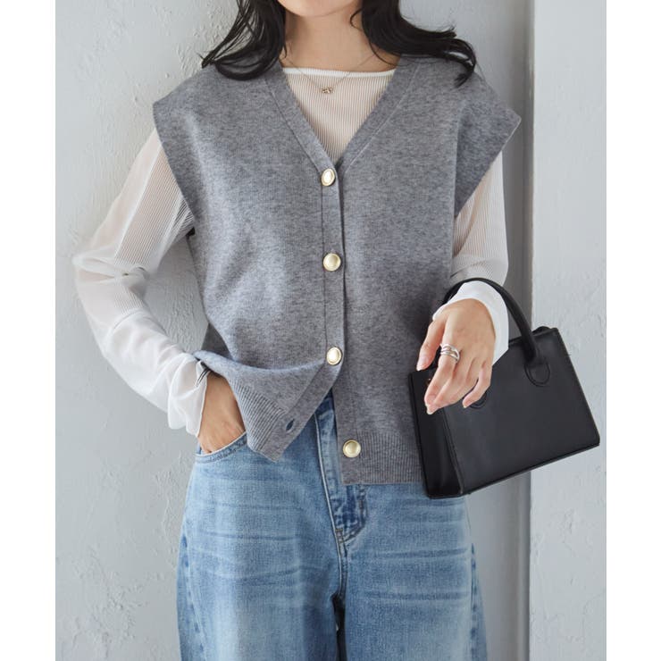 ＭＴ洗える！ゴールド調ボタンニットベスト | RANAN | 詳細画像3 