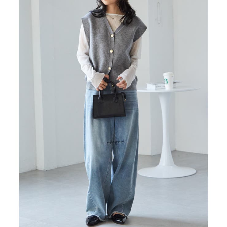 ＭＴ洗える！ゴールド調ボタンニットベスト | RANAN | 詳細画像4 