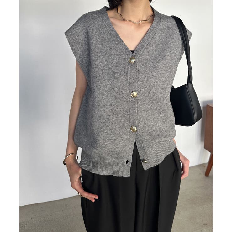 ＭＴ洗える！ゴールド調ボタンニットベスト | RANAN | 詳細画像6 