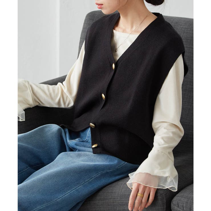 ＭＴ洗える！ゴールド調ボタンニットベスト | RANAN | 詳細画像8 