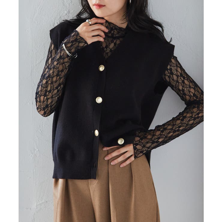 ＭＴ洗える！ゴールド調ボタンニットベスト | RANAN | 詳細画像9 