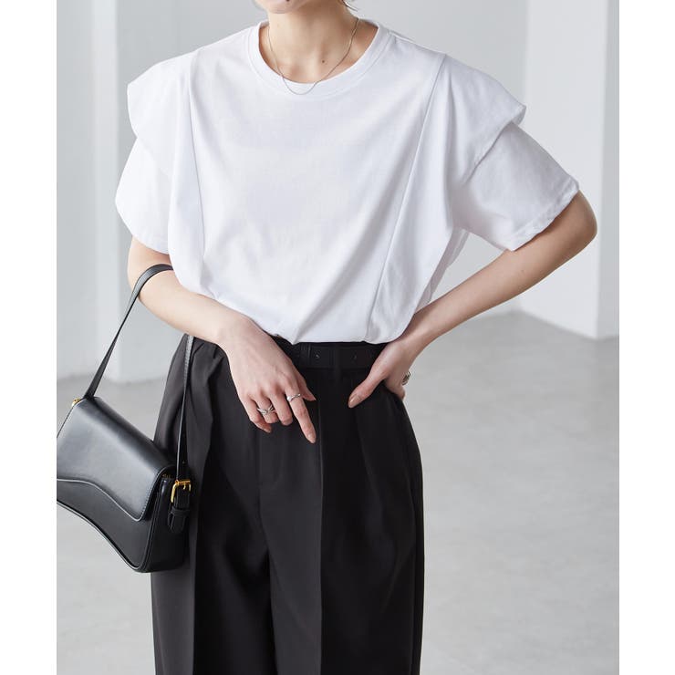 オフホワイト | ラッフルショルダーＴシャツ | RANAN