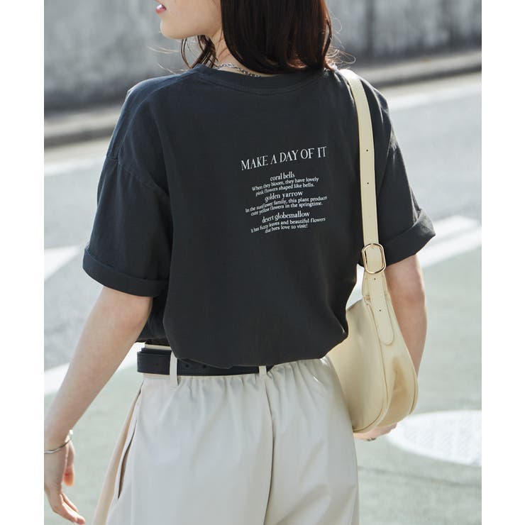 チャコール(バックロゴ） | 【選べるデザイン】ワンポイント刺繍/カレッジロゴ オーバーサイズＴシャツ | RANAN