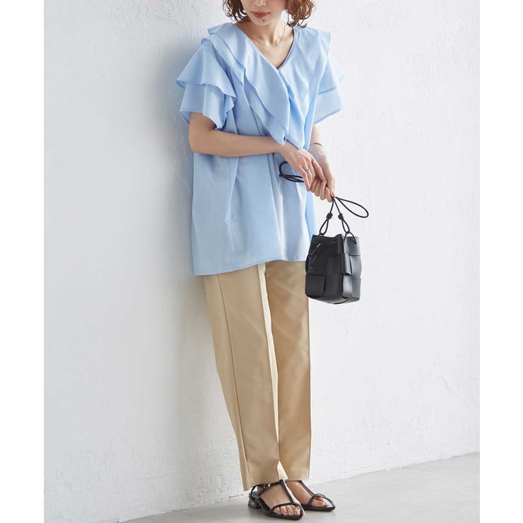 ビッグカラーフリルハーフスリーブブラウス | RANAN | 詳細画像10 