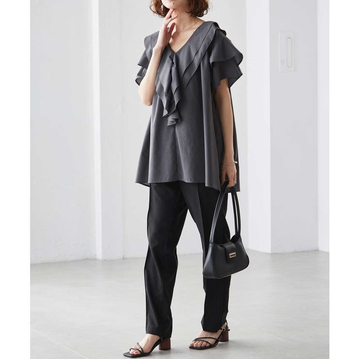 ビッグカラーフリルハーフスリーブブラウス | RANAN | 詳細画像15 