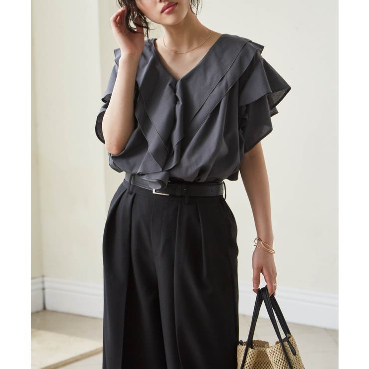 ビッグカラーフリルハーフスリーブブラウス | RANAN | 詳細画像18 