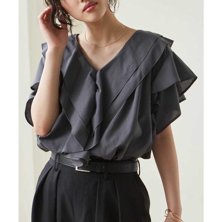 ビッグカラーフリルハーフスリーブブラウス | RANAN | 詳細画像19 