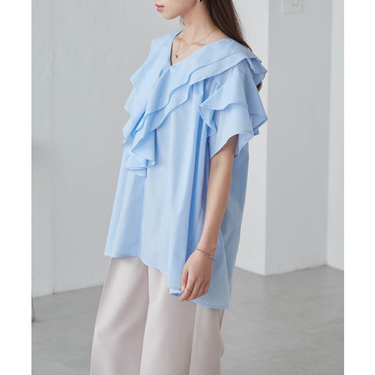 ビッグカラーフリルハーフスリーブブラウス | RANAN | 詳細画像2 