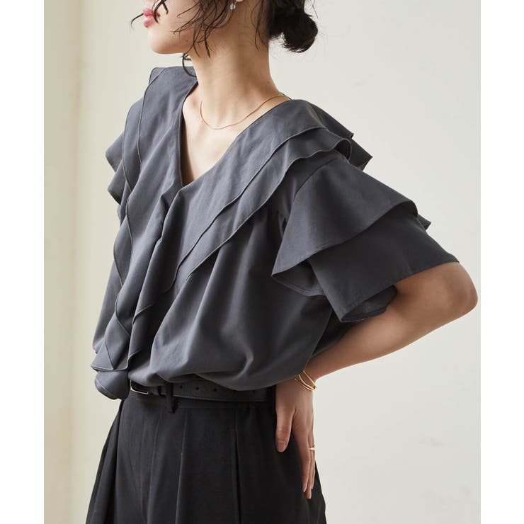 ビッグカラーフリルハーフスリーブブラウス | RANAN | 詳細画像20 