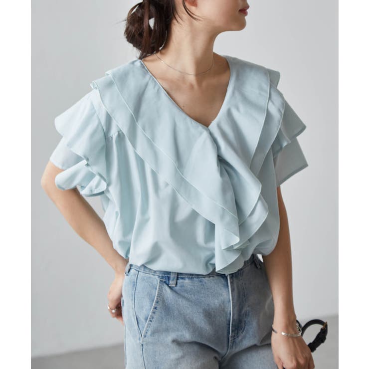 ビッグカラーフリルハーフスリーブブラウス | RANAN | 詳細画像23 