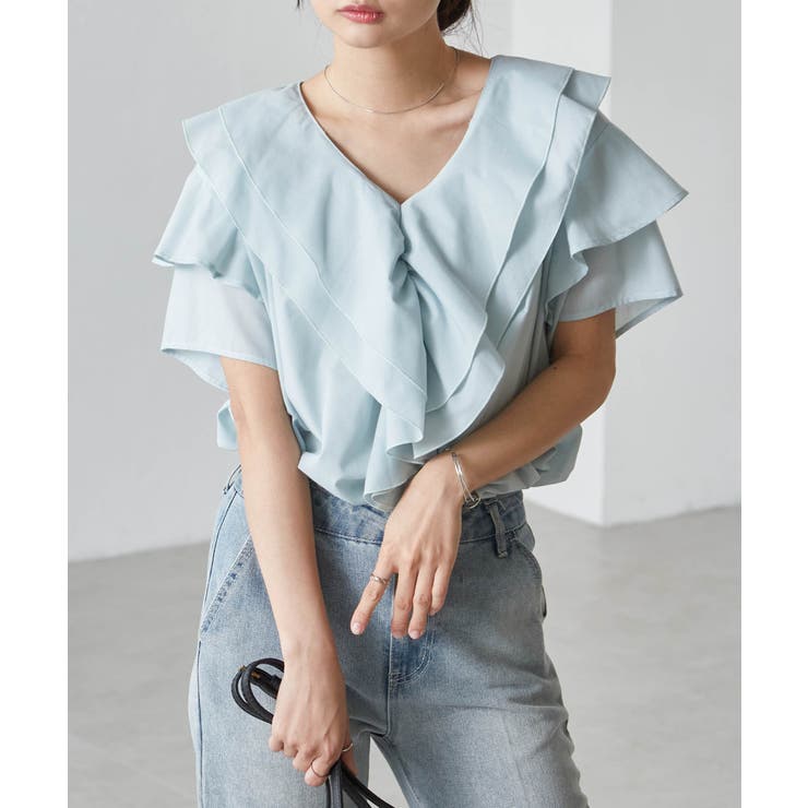 ビッグカラーフリルハーフスリーブブラウス | RANAN | 詳細画像24 