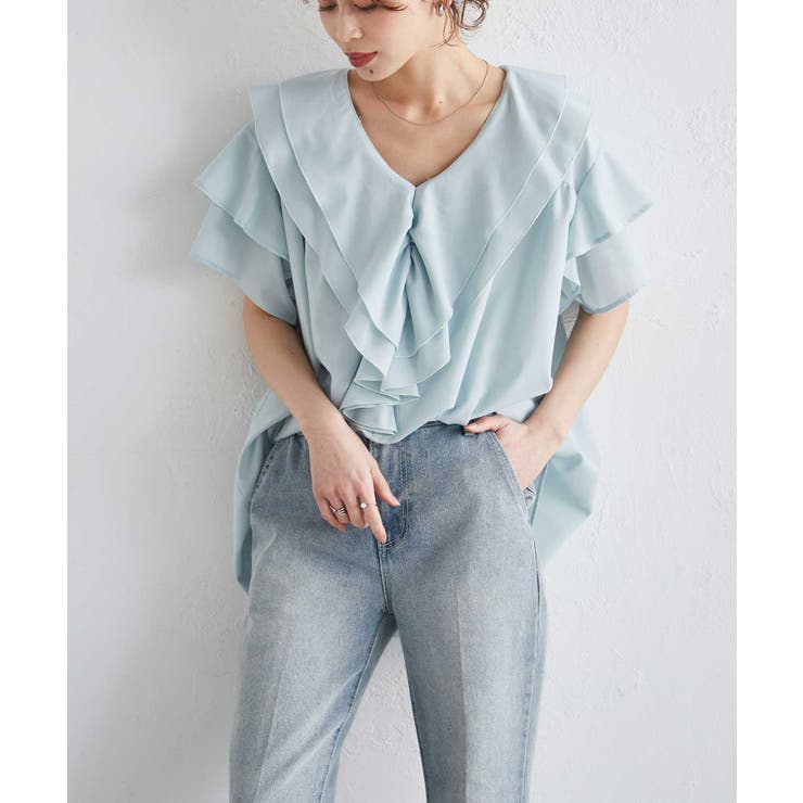 ビッグカラーフリルハーフスリーブブラウス | RANAN | 詳細画像28 