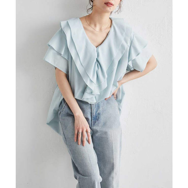 ビッグカラーフリルハーフスリーブブラウス | RANAN | 詳細画像29 