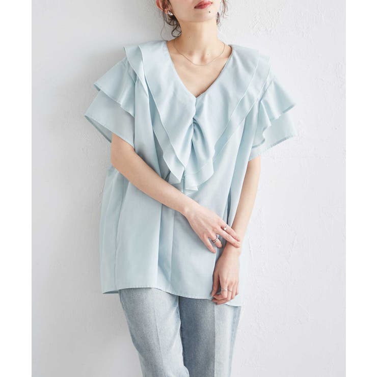 ビッグカラーフリルハーフスリーブブラウス | RANAN | 詳細画像30 