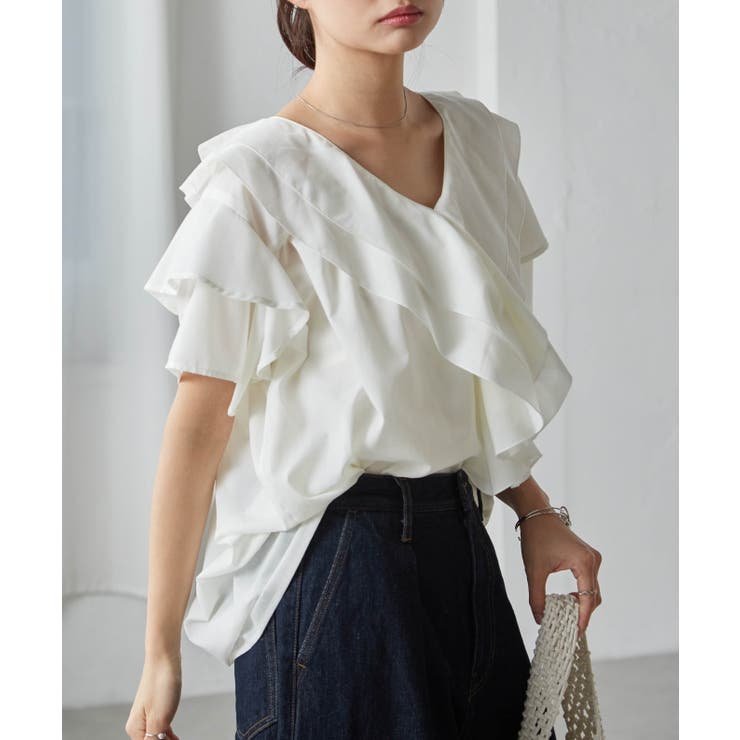 ビッグカラーフリルハーフスリーブブラウス | RANAN | 詳細画像32 