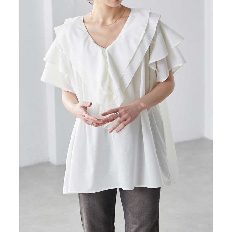 ビッグカラーフリルハーフスリーブブラウス | RANAN | 詳細画像36 