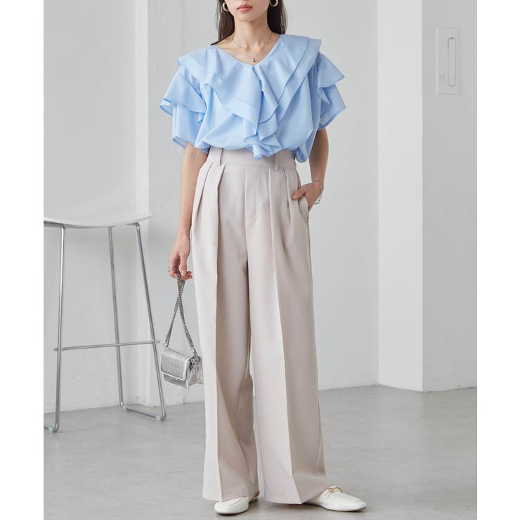 ビッグカラーフリルハーフスリーブブラウス | RANAN | 詳細画像4 