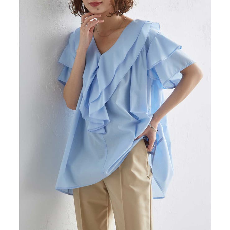 ビッグカラーフリルハーフスリーブブラウス | RANAN | 詳細画像5 