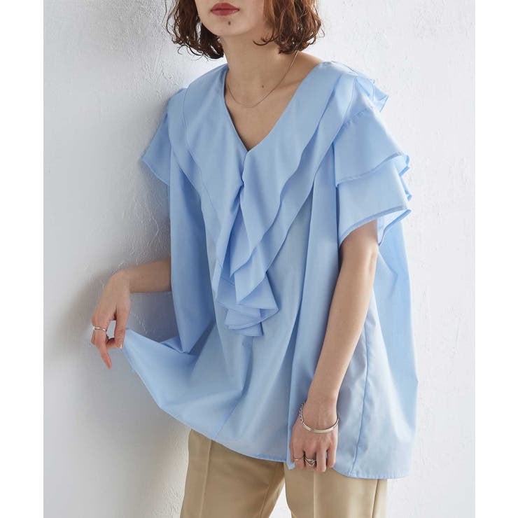 ビッグカラーフリルハーフスリーブブラウス | RANAN | 詳細画像7 